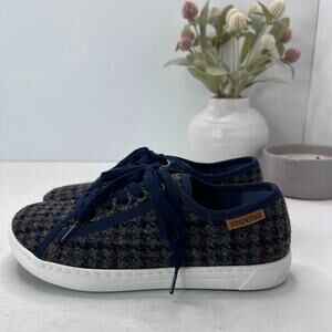 Birkenstock Arran Wool Sneakers Harris Tweed Blue Women 5 Narrow Fit NWOB